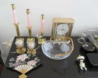 Glassware and clock