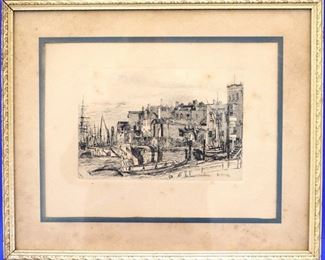 Thames Police Etching after Whistler