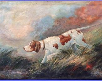 B. Lindstrom oil on canvas - Study of Pointer