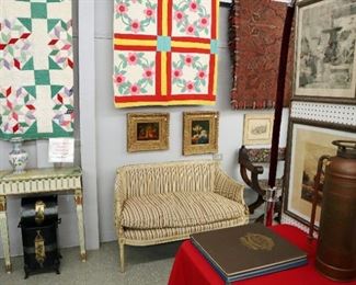 Quilts, 1930s French Settee, Oil Paintings, Coal Hood