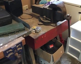Vice on metal table stand
