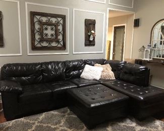 Leather Sectional with Ottoman 