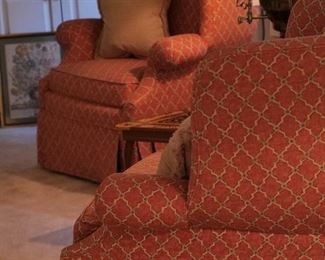 Pair of grand scale wingback chairs