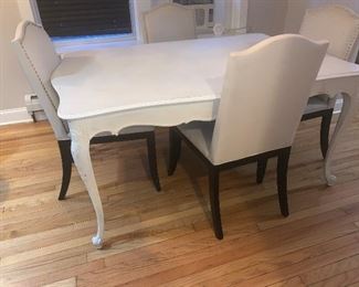 Chippendale style antique table and  four tack chairs 