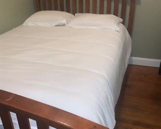 wooden bed-frame, headboard and foot-board Mattress is free
