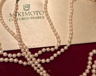 2 pairs of Mikimoto pearls