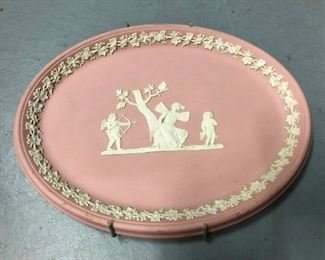 Wedgwood Pink Jasper Ware Cupid and Psyche Oval Tray