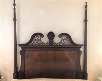 Mahogany Headboard With Burl Inlay