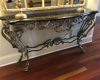 Stunning metal/stone console table - 19”D x 58”W 