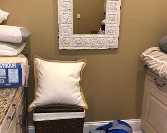 Wall mirror and linens.......