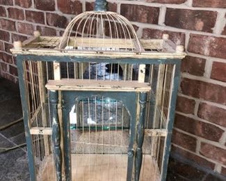 Wood birdcage with mirror back!