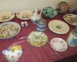 large collection of European stoneware pottery