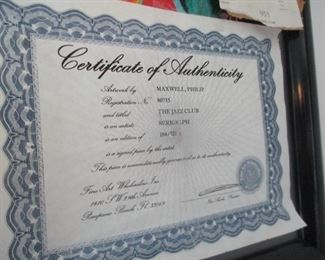 Certificate of authenticity for Jazz Club