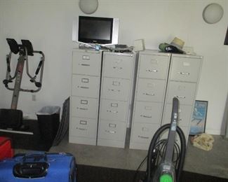 file cabinets and exercise machines-- also, see the lawnmower