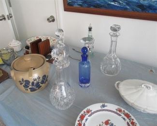 Lots of very nice crystal decanters