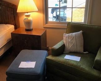 Green Chair End Table Foot stool