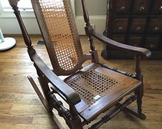 Antique Walnut - cane rocker