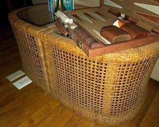 2 pc Rattan glass to coffee table - or could be 2 end tables