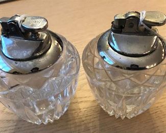 Vintage crystal coffee table cigarette lighters