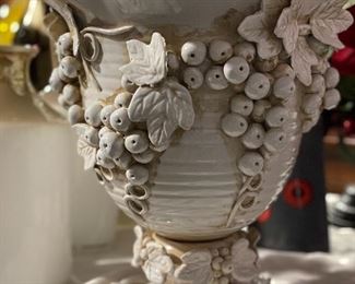 Large applied grape vase