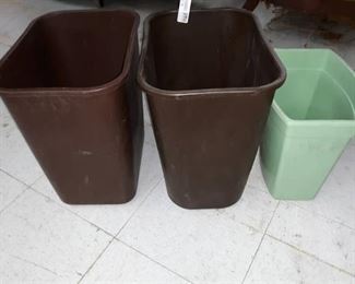 Three Plastic Trash Cans