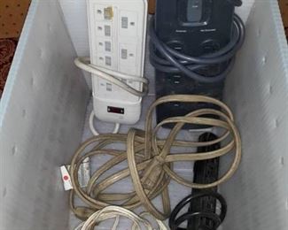 Tote of Extension Cords / Power Strips