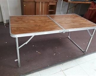 Folding Metal Wood Look Table