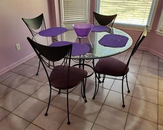 Round Glass Dining Table 4 Chairs
