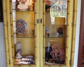 Yellow painted display cabinet