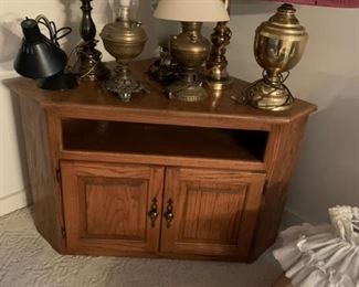 #6 corner old entertainment center 44x28x28 $65.00