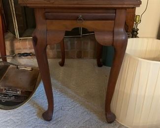 #7		Pine end table with cup shelf and QA legs 18x30x26	 $75.00 
