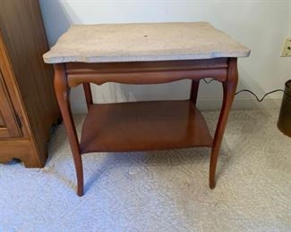#17 End Table w/ loose marble top 18x24x24 $100.00