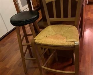 #23 Barstool woven seat $30.00
#24 Black/wood round bar stool 30 tall $20.00