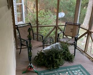 #25 (2) Aluminum patio chair 2 @ 20 ea $40.00
#26 metal end table 12" round $15.00