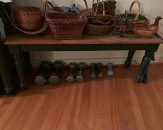#32 Bench green/wood 46x13x18 $30.00