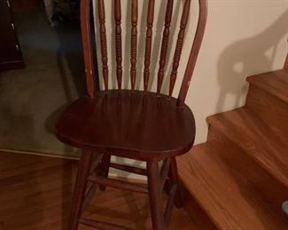#33 Wood arch back bar stool swivel 24" $30.00