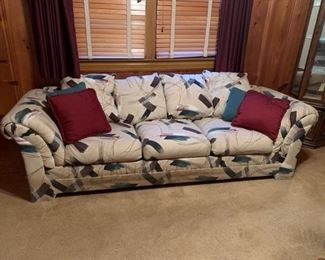 #42 green/white burgundy sofa bed 98" long $20.00