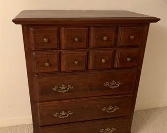 #50 Dark pine chest of 5 drawers 28x20x48 $175.00