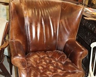 Restoration Hardware Leather Wing Chair