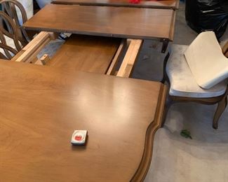 #13 White furniture French Provincial dining table with 6 chairs, with 2 16" leaves stored inside 69-101x45x28 $ 275.00