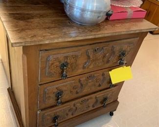 #18 3 drawer chest/island on wheels 33x19x34 $ 225.00