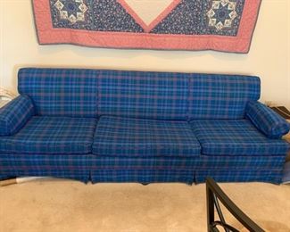 #21 Vintage blue plaid sofa 97" long $ 125.00