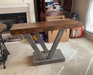 #25 Sofa/Entry table with refinished barnwood top 48x14x31.5 $ 220.00