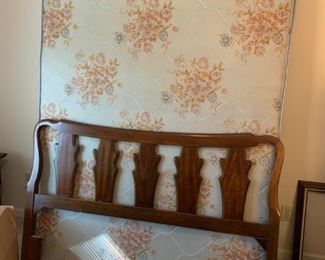 #38 Full/queen size headboard with frame as is $ 75.00 #39 Full size Ortho Pedic mattress and box springs $ 25.00