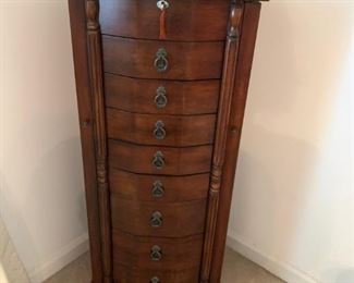 #43 Jewelry armoire w necklace side doors 18x12.5x41 $ 125.00