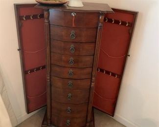 #43 Jewelry armoire w necklace side doors 18x12.5x41 $ 125.00