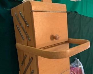 #46 Sewing wood basket with contents $ 65.00