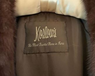 #48 Koslow's brown mink coat size large $ 200.00