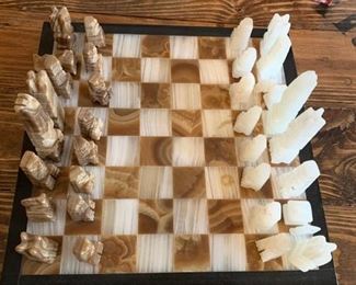 #52 Marble chess set as is pieces $ 20.00