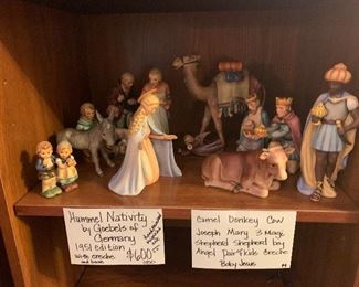 1951 Goebels Hummel designed nativity set with crèche and base. Germany